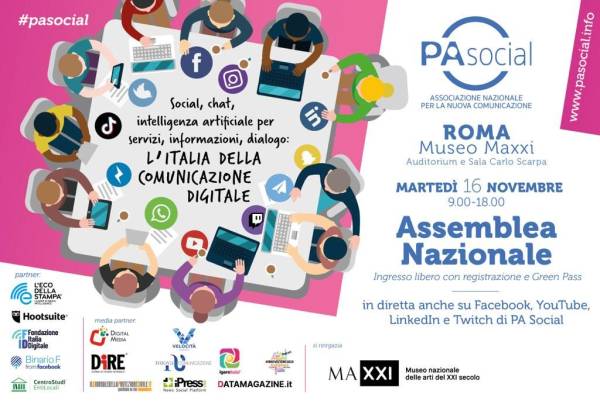 La comunicazione digitale centrale per il PNRR e la ripresa. Il 16 novembre PA Social si riunisce a Roma per l’assemblea nazionale