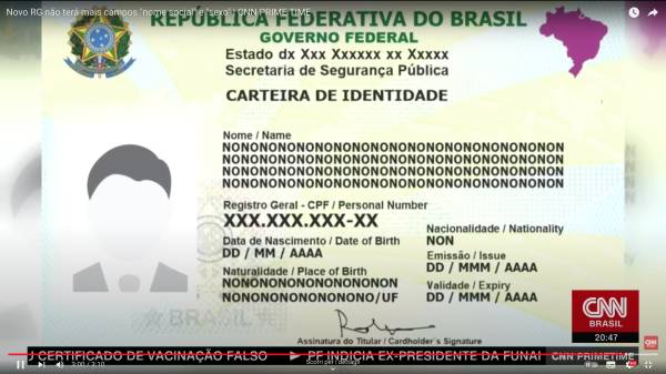 Brasile: Nuova Carta d'Identità senza “sesso” e “nome sociale”