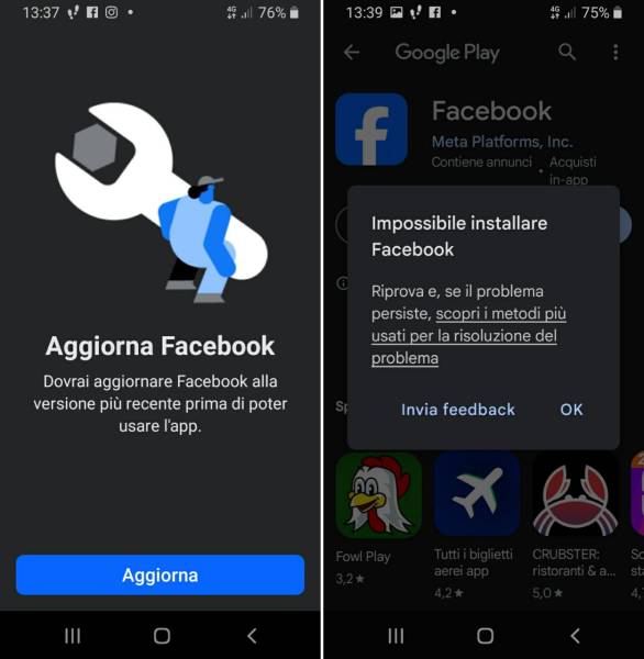 APP - WhatsApp e Facebook: Chat di terze parti. Aggiornamenti e Cambiamenti su Dispositivi Smartphone dichiarati obsoleti